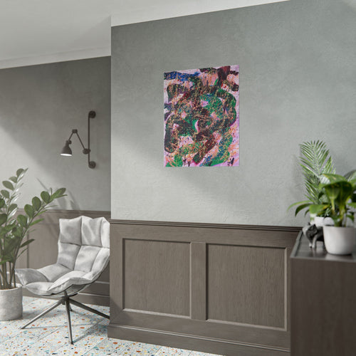 Abstract Green Galaxy Rolled Poster — Colorful Splatter Art Print