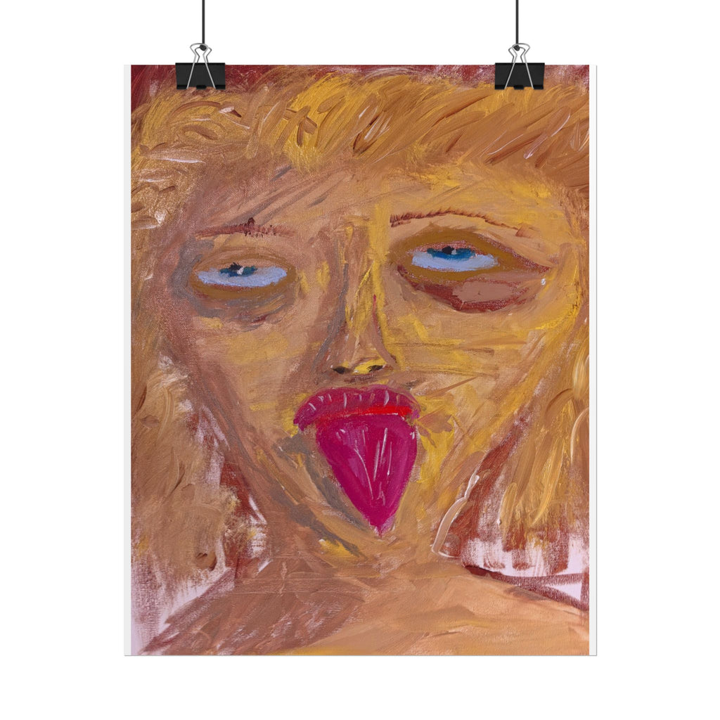 CH Self-Portrait Poster — Abstract Tongue-Out Portrait Art Print