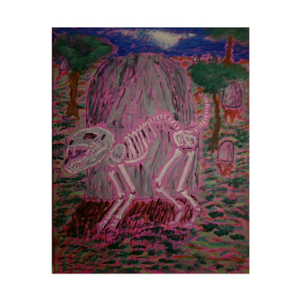 Rolled Poster — Pink Dino Skeleton Art Print