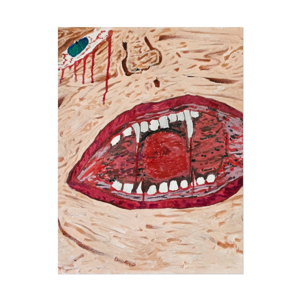 Horror Art Poster — Bloody Mouth Vampire Wall Print