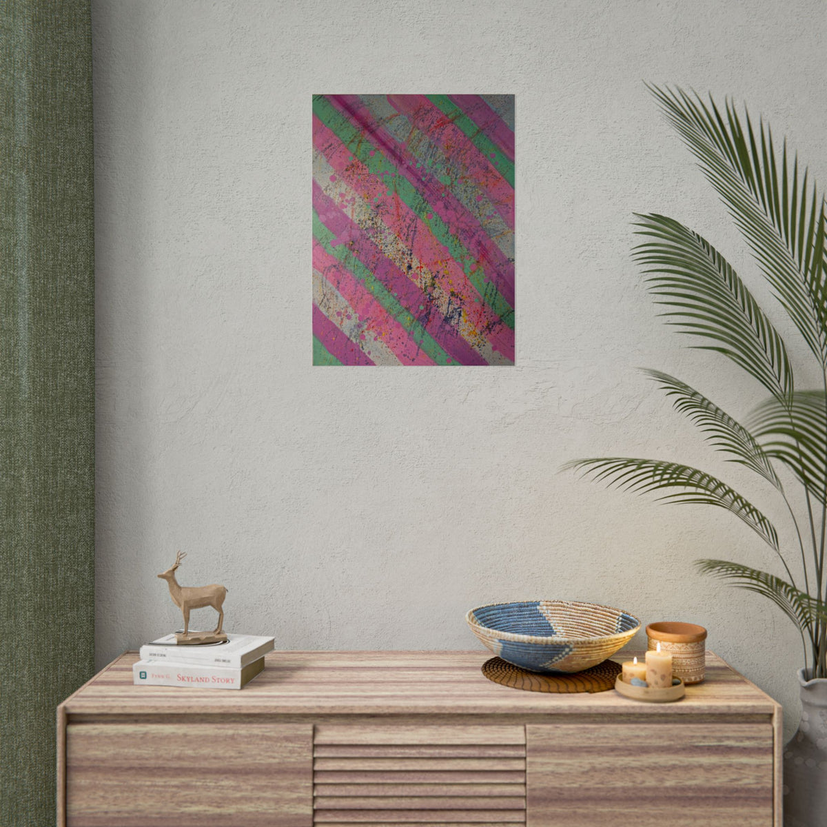 Abstract Neon Diagonal Stripe Poster