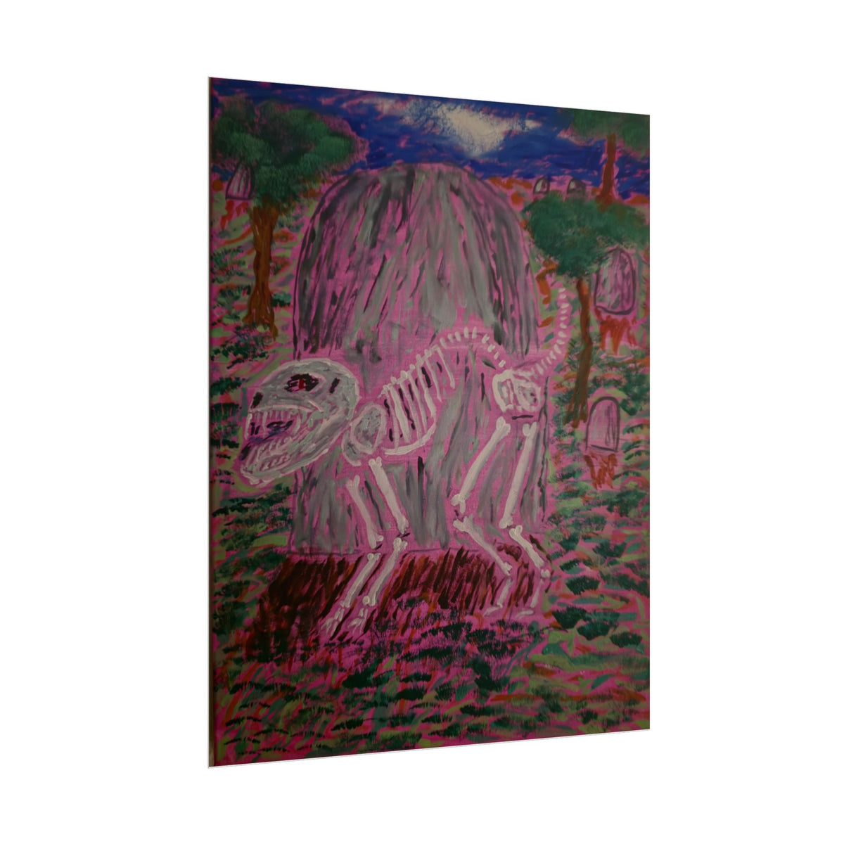 Rolled Poster — Pink Dino Skeleton Art Print