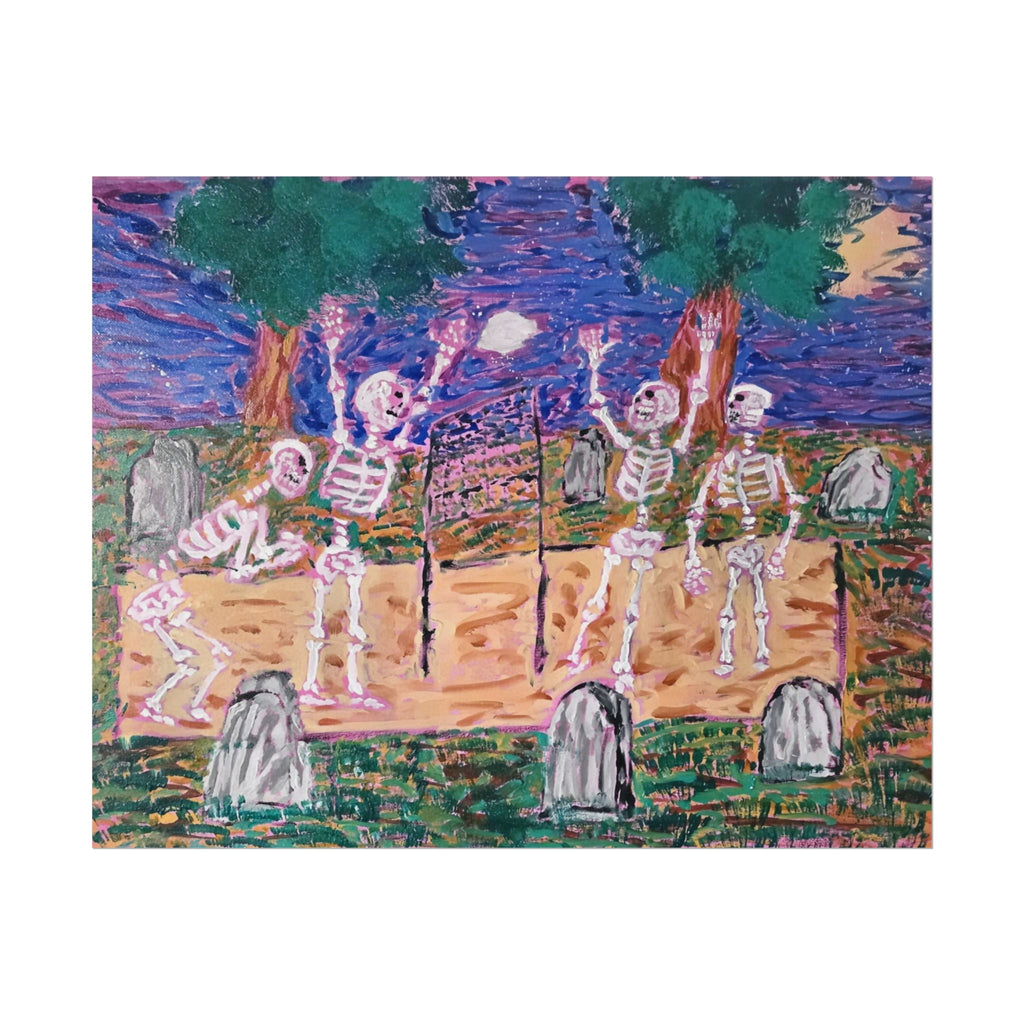 Skeleton Dance Poster - Volleyball Graveyard