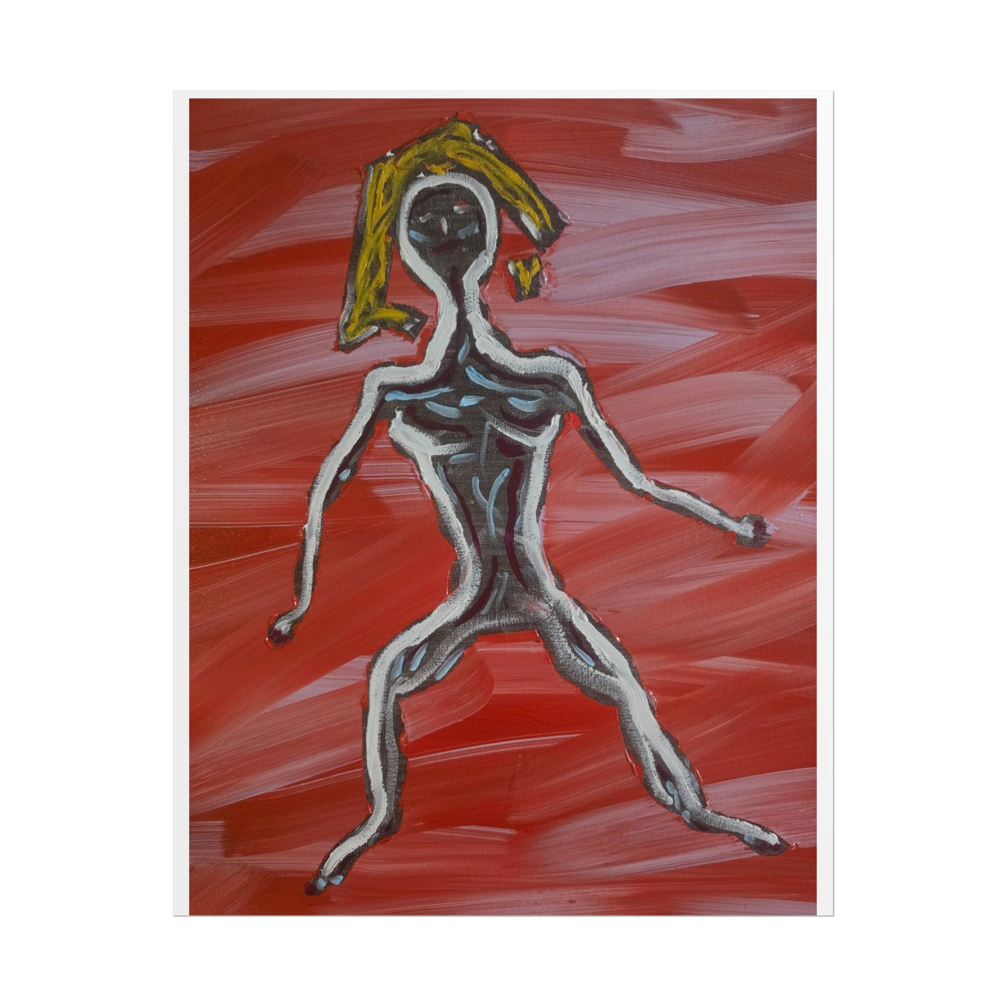 Abstract Figure Art Poster — Red Modern Figurative Rolled Poster-- Luci