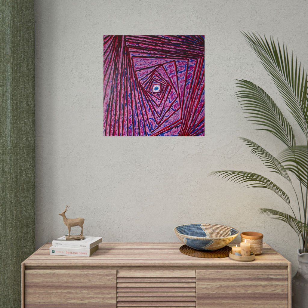 Abstract Spiral Art Poster — Pink Geometric Psychedelic Wall Print