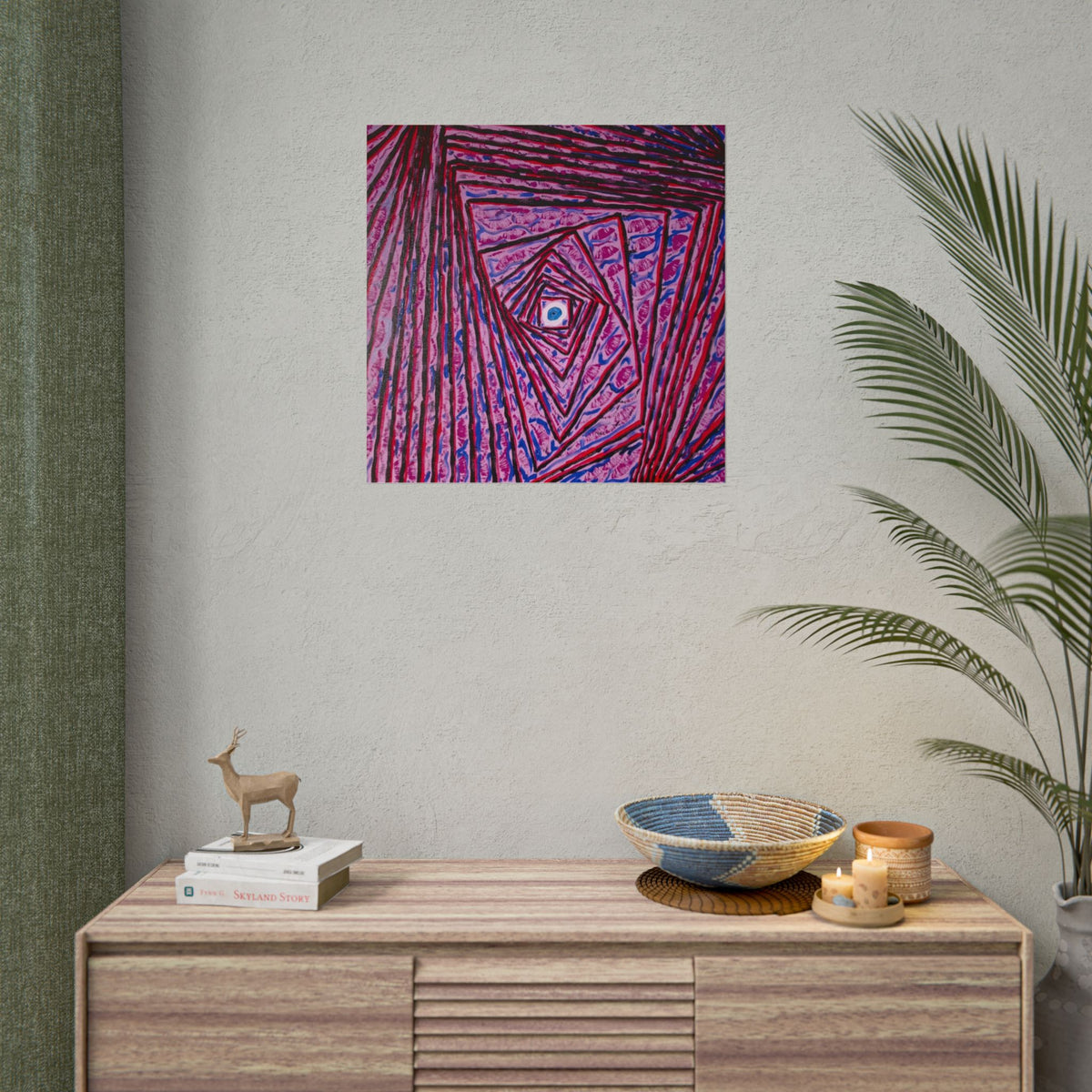 Abstract Spiral Art Poster — Pink Geometric Psychedelic Wall Print