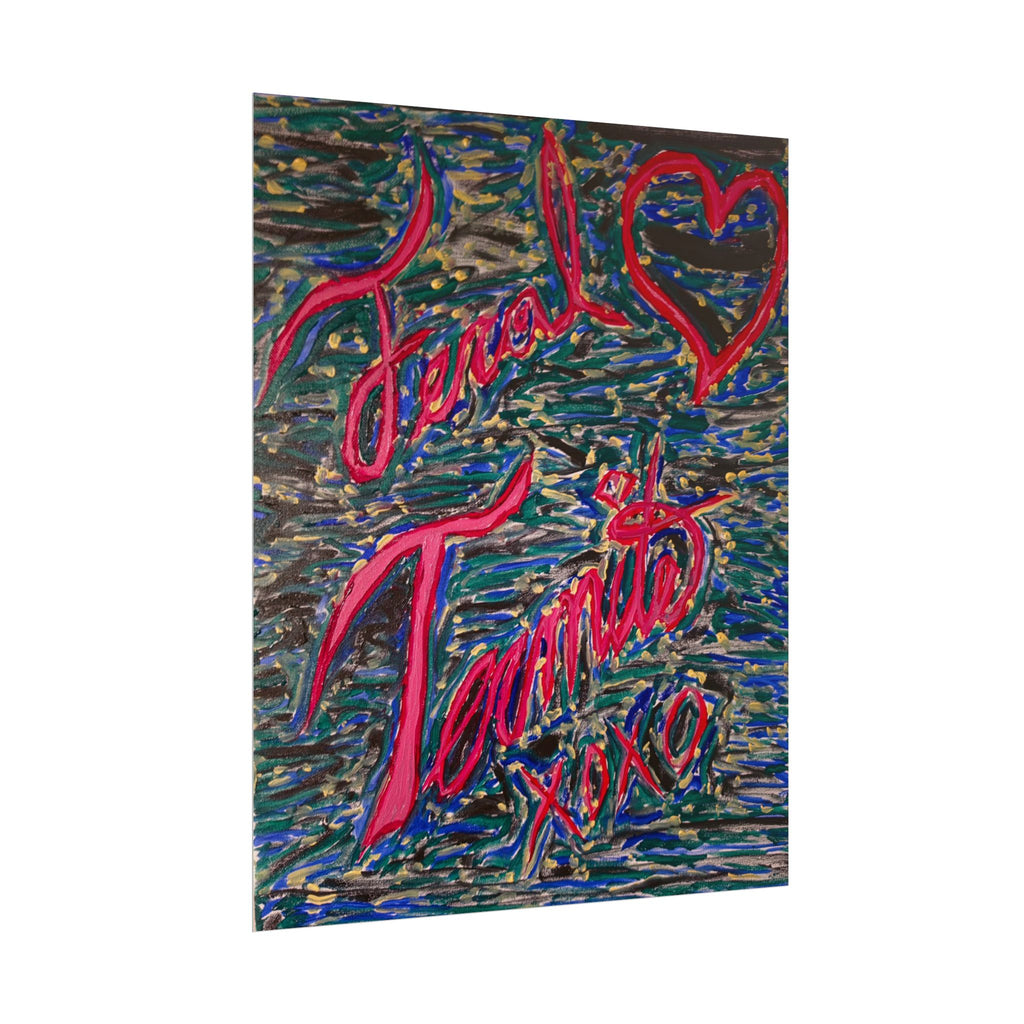 Rolled Poster — Vibrant Textured Abstract Art with Pink Script