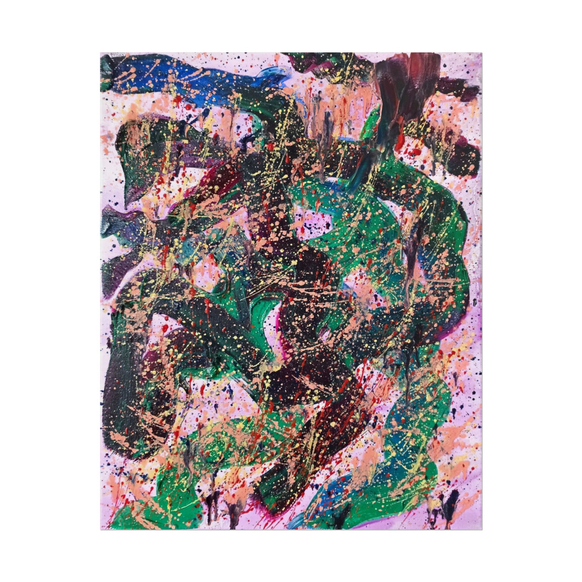 Abstract Green Galaxy Rolled Poster — Colorful Splatter Art Print