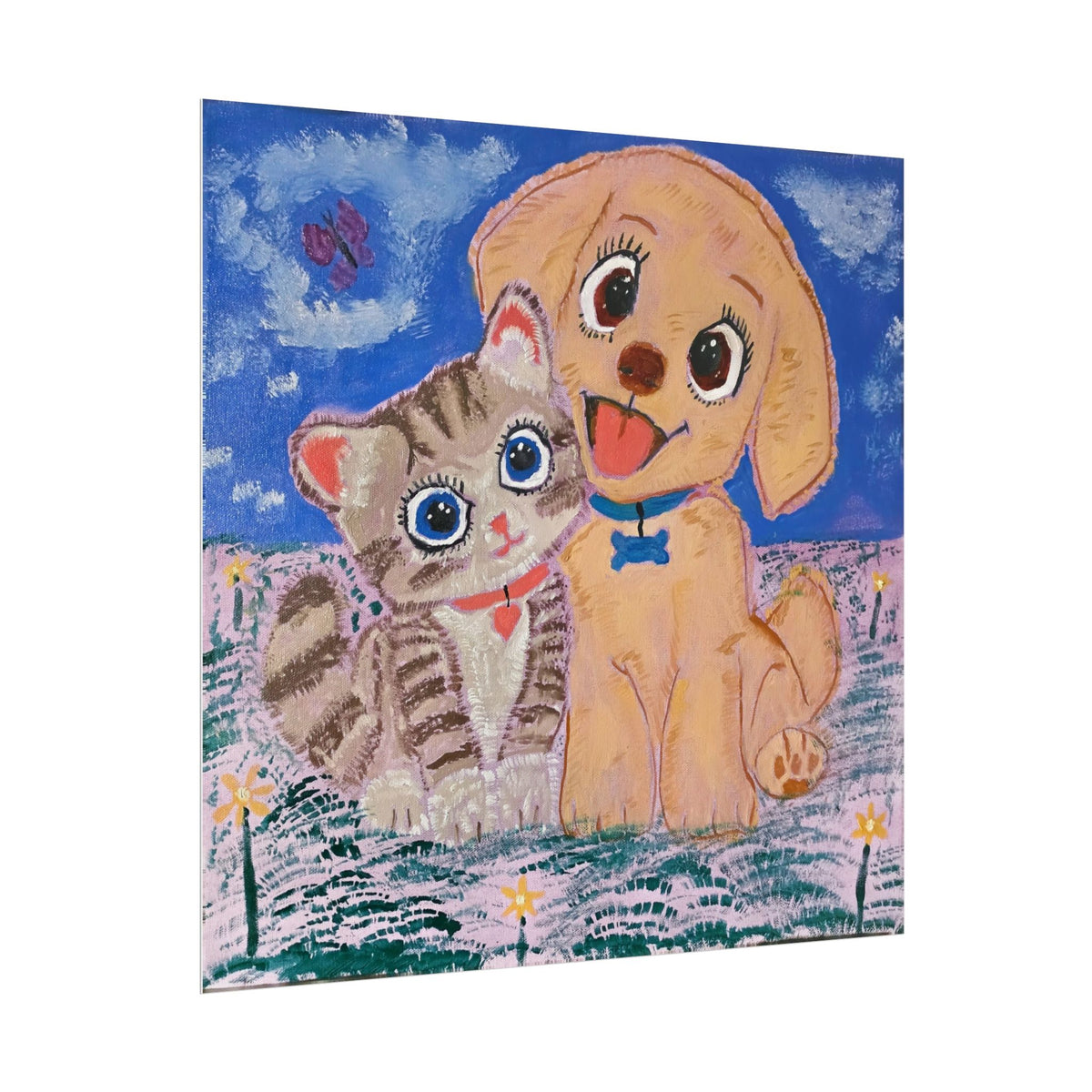 Kitty and Puppy Rolled Poster of Original Oil Painting.