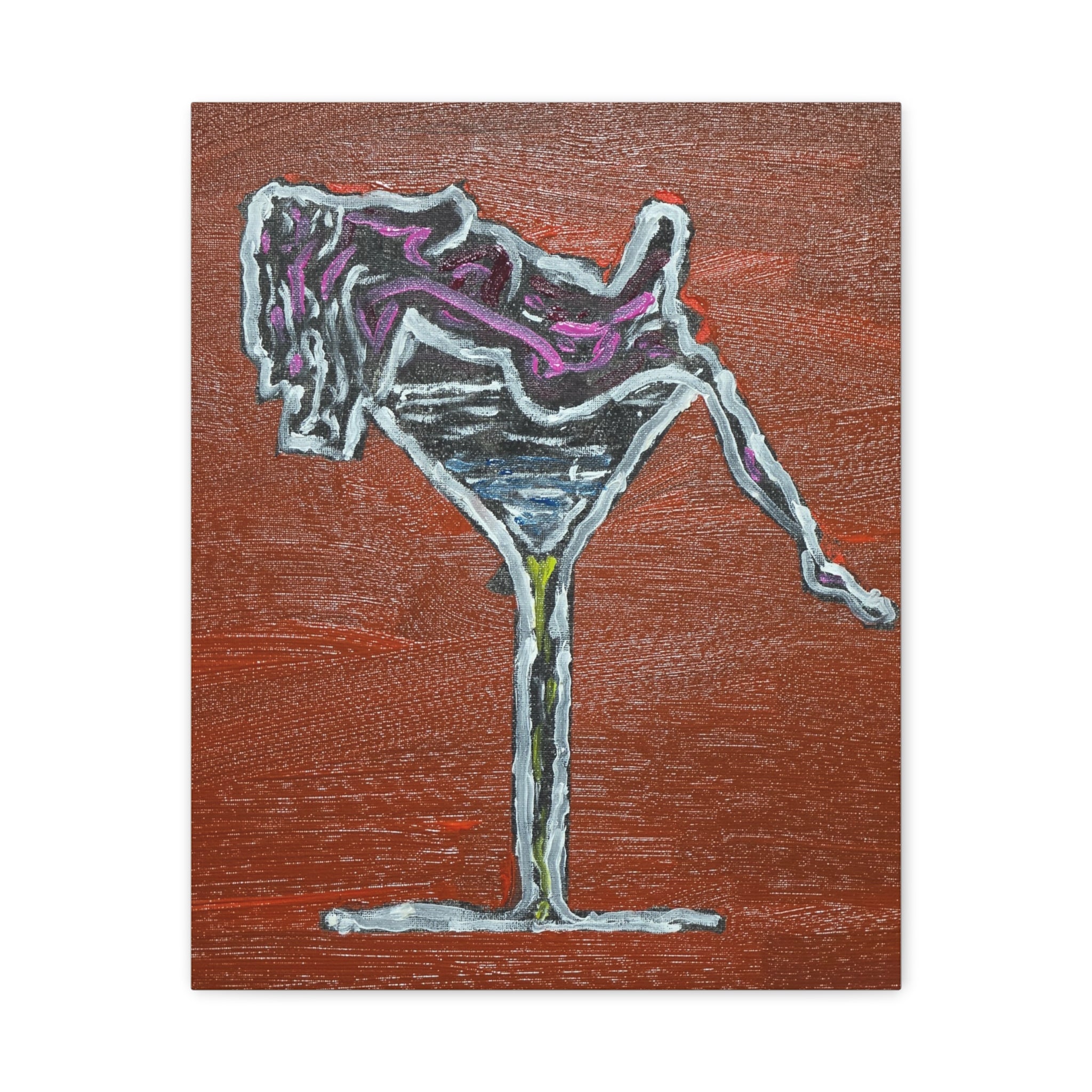 ProtoMartiniGirl - Martini Glass Canvas Print — Retro Abstract Cocktail Wall Art