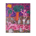 Rolled Poster — Neon Skeleton Graveyard Art Print