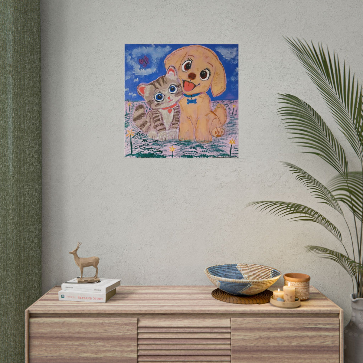 Kitty and Puppy Rolled Poster of Original Oil Painting.