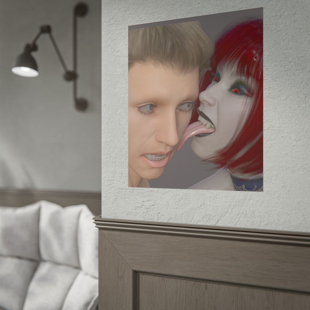 Rolled Poster — Gothic Cyberpunk Vampire Kiss Art Print -- Tasty Treat Digital Version