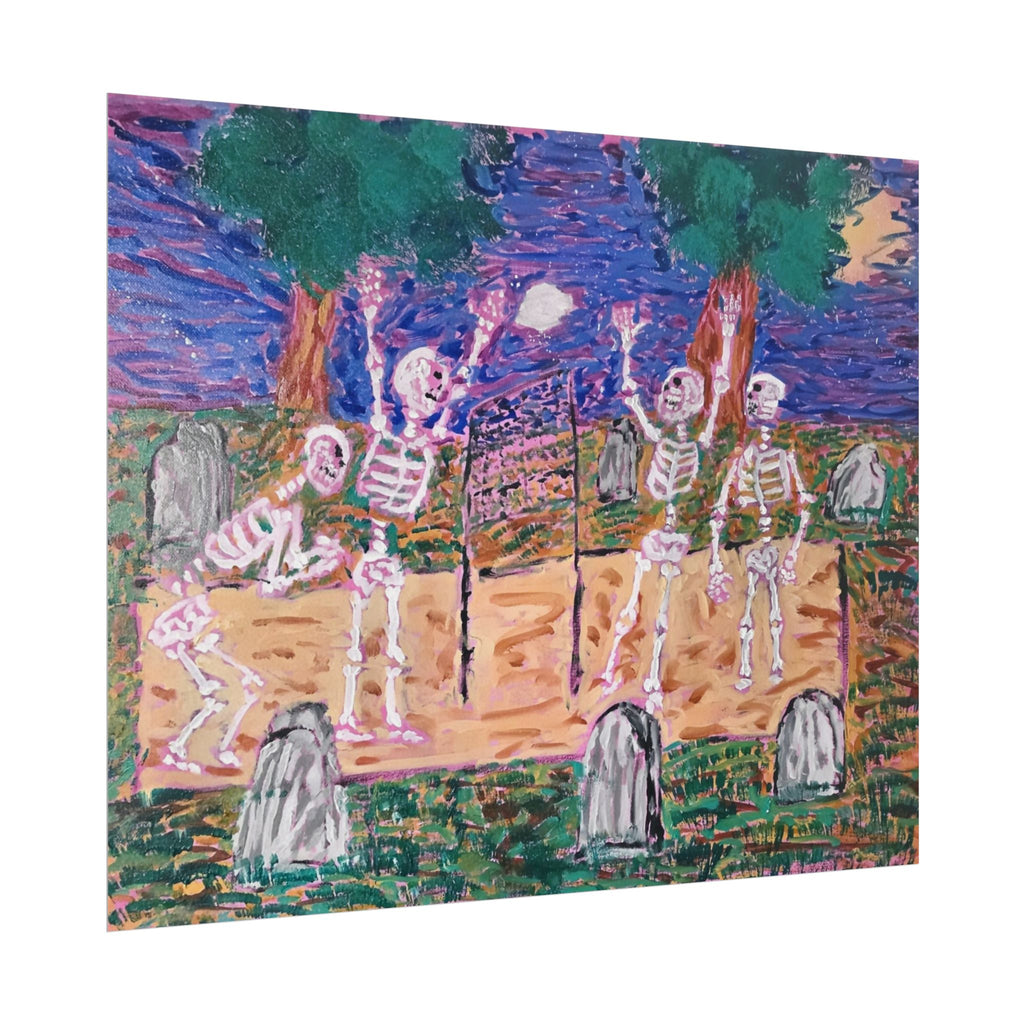Skeleton Dance Poster - Volleyball Graveyard
