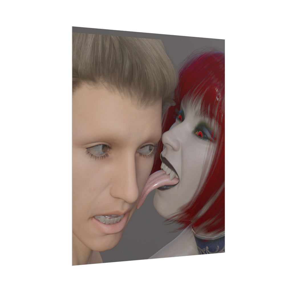 Rolled Poster — Gothic Cyberpunk Vampire Kiss Art Print -- Tasty Treat Digital Version