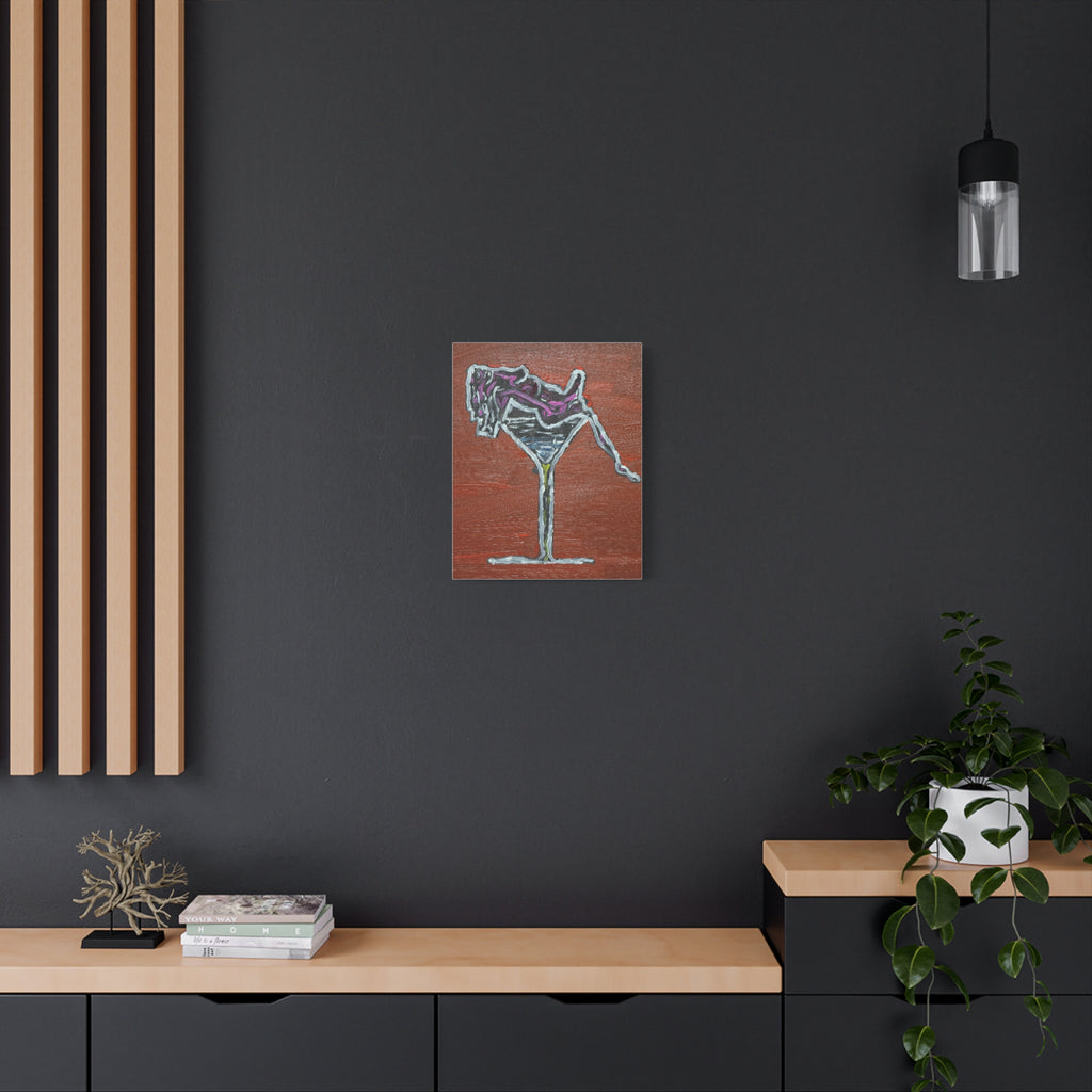 ProtoMartiniGirl - Martini Glass Canvas Print — Retro Abstract Cocktail Wall Art