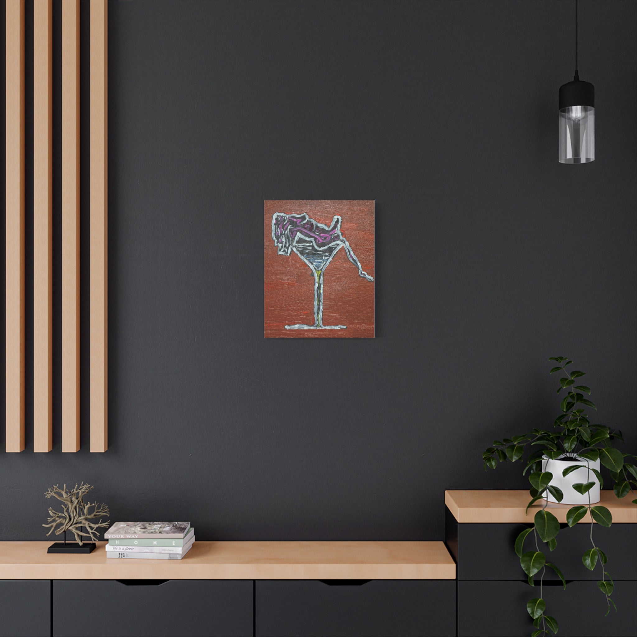ProtoMartiniGirl - Martini Glass Canvas Print — Retro Abstract Cocktail Wall Art