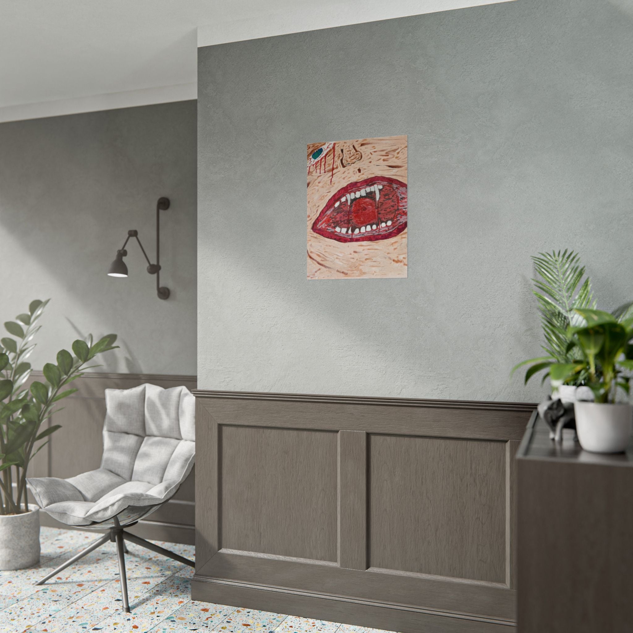 Horror Art Poster — Bloody Mouth Vampire Wall Print