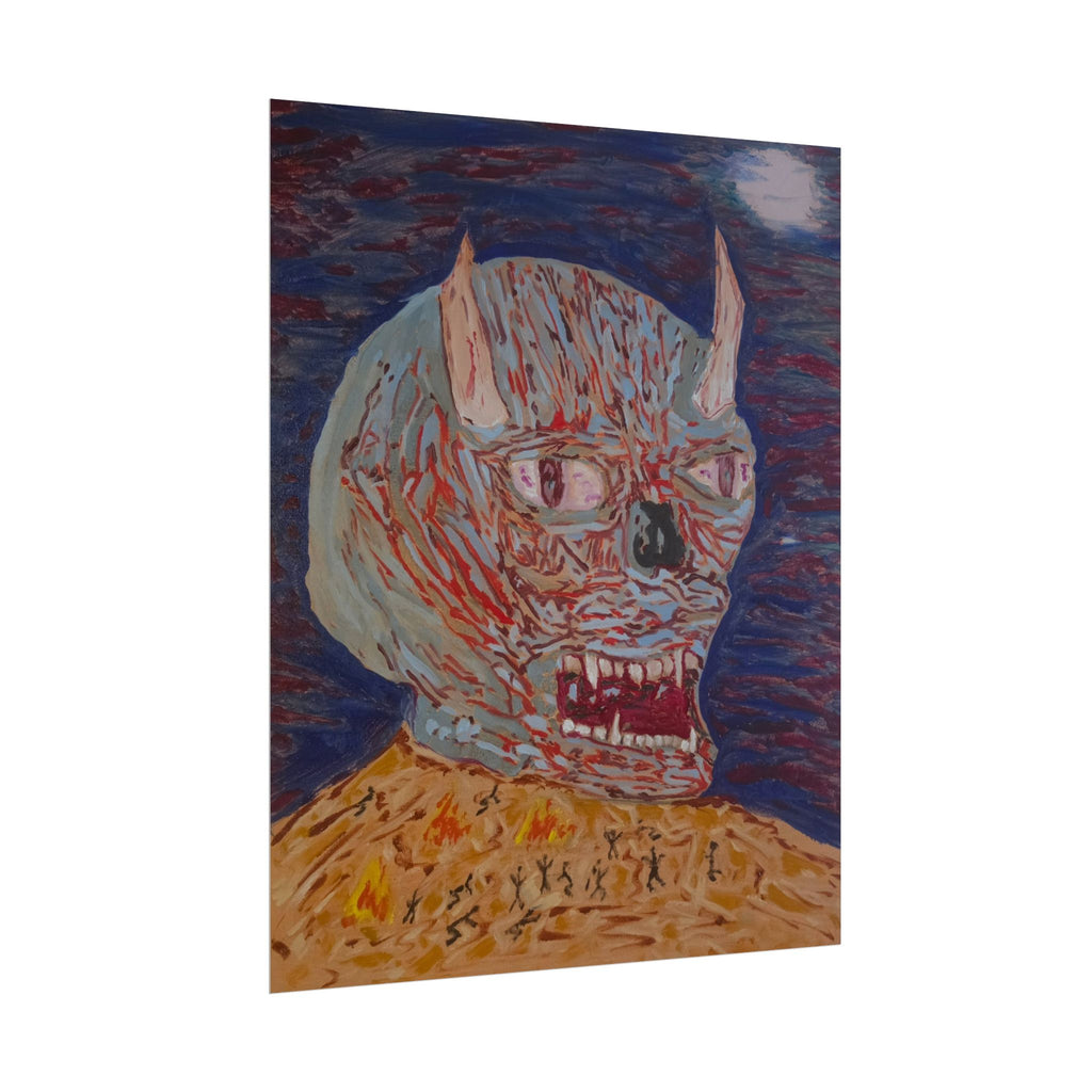 Horror Demon Portrait Poster — Grotesque Monster Art Rolled Print