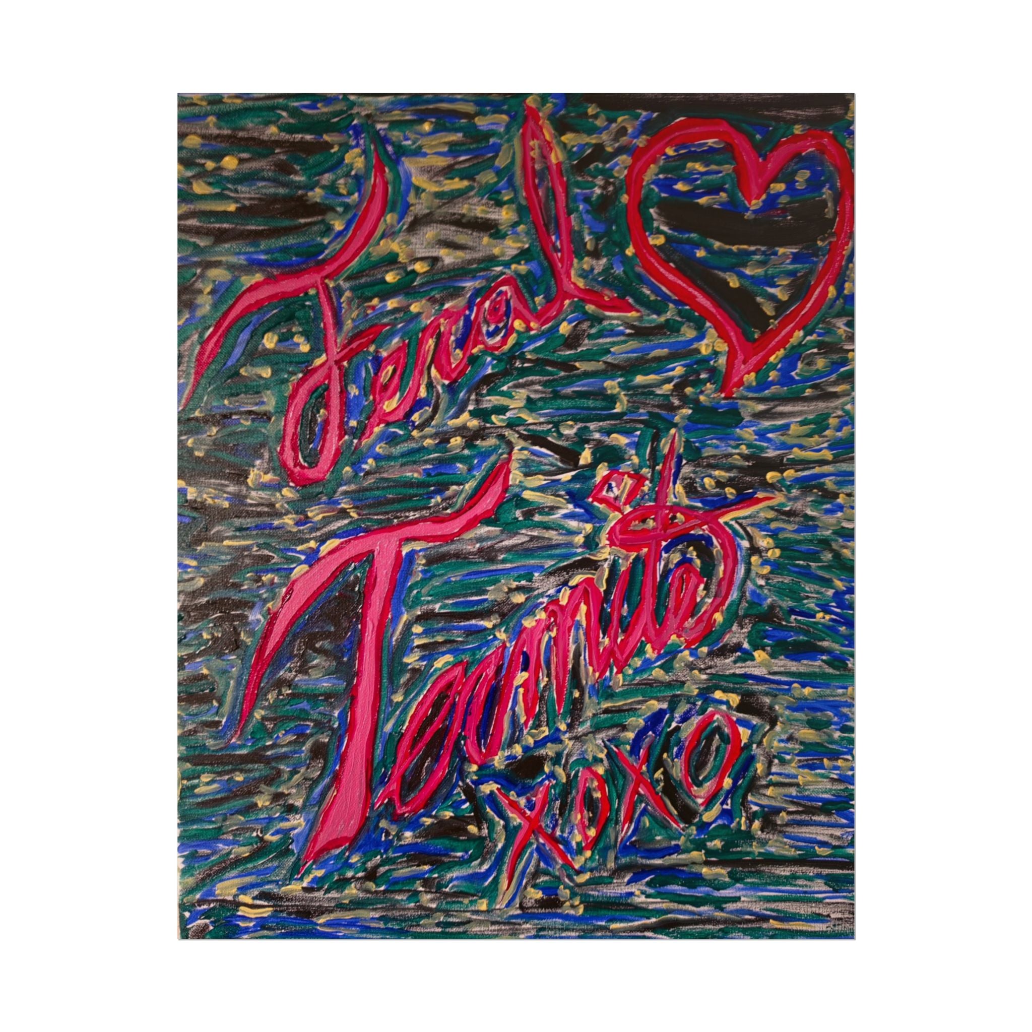 Rolled Poster — Vibrant Textured Abstract Art with Pink Script