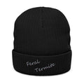 Embroidered 'Feral Termite' Ribbed Knit Beanie — Cozy Streetwear Winter Hat