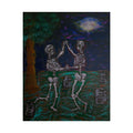 Skeleton Friends Cemetery Rolled Poster — Spooky Gothic Art Print