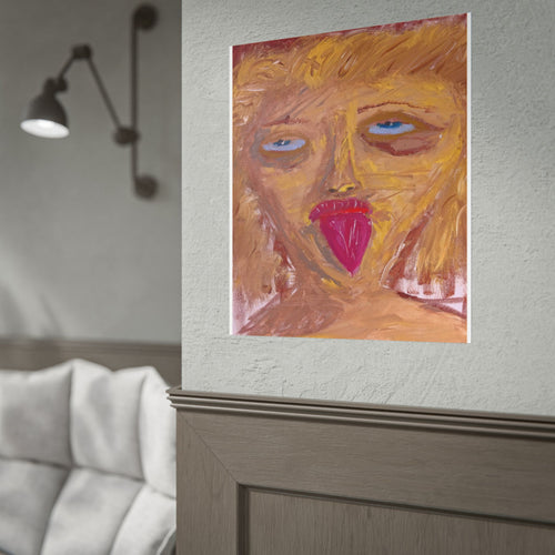 CH Self-Portrait Poster — Abstract Tongue-Out Portrait Art Print