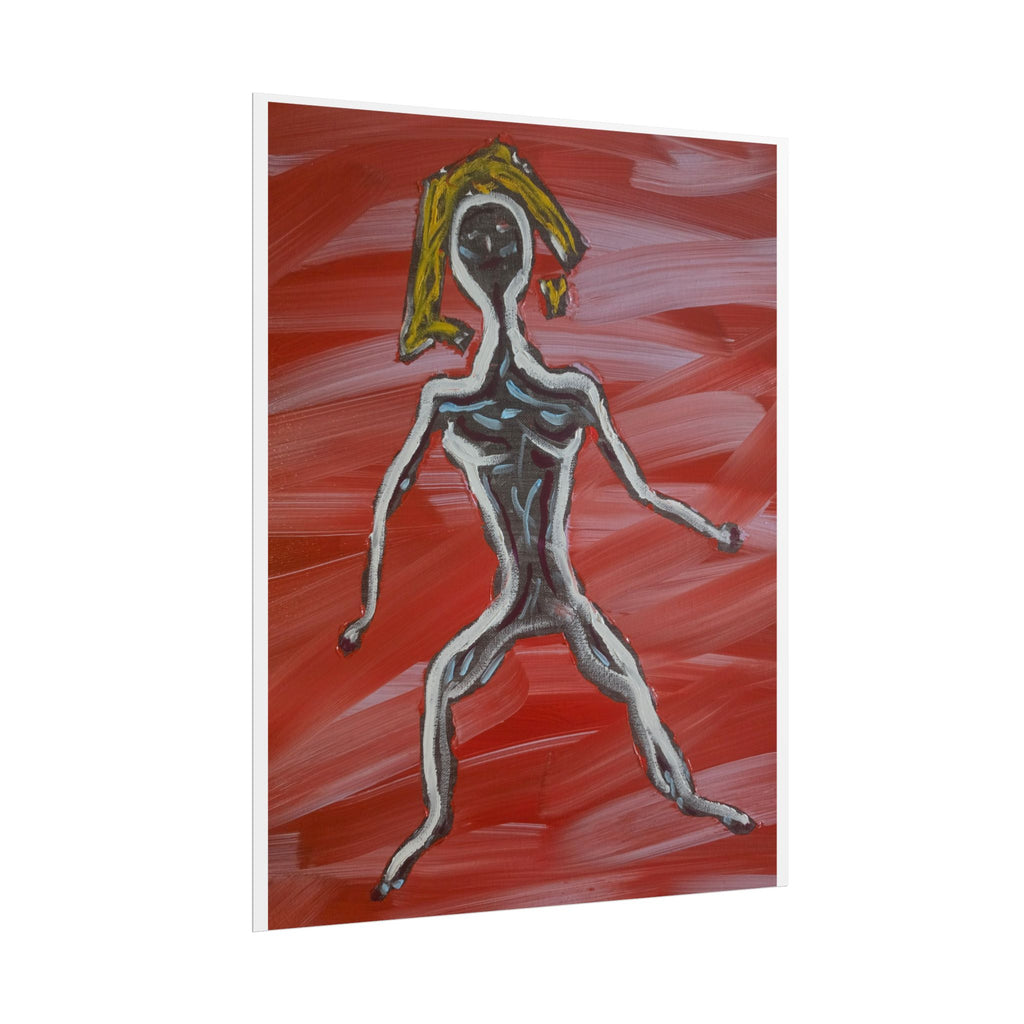 Abstract Figure Art Poster — Red Modern Figurative Rolled Poster-- Luci