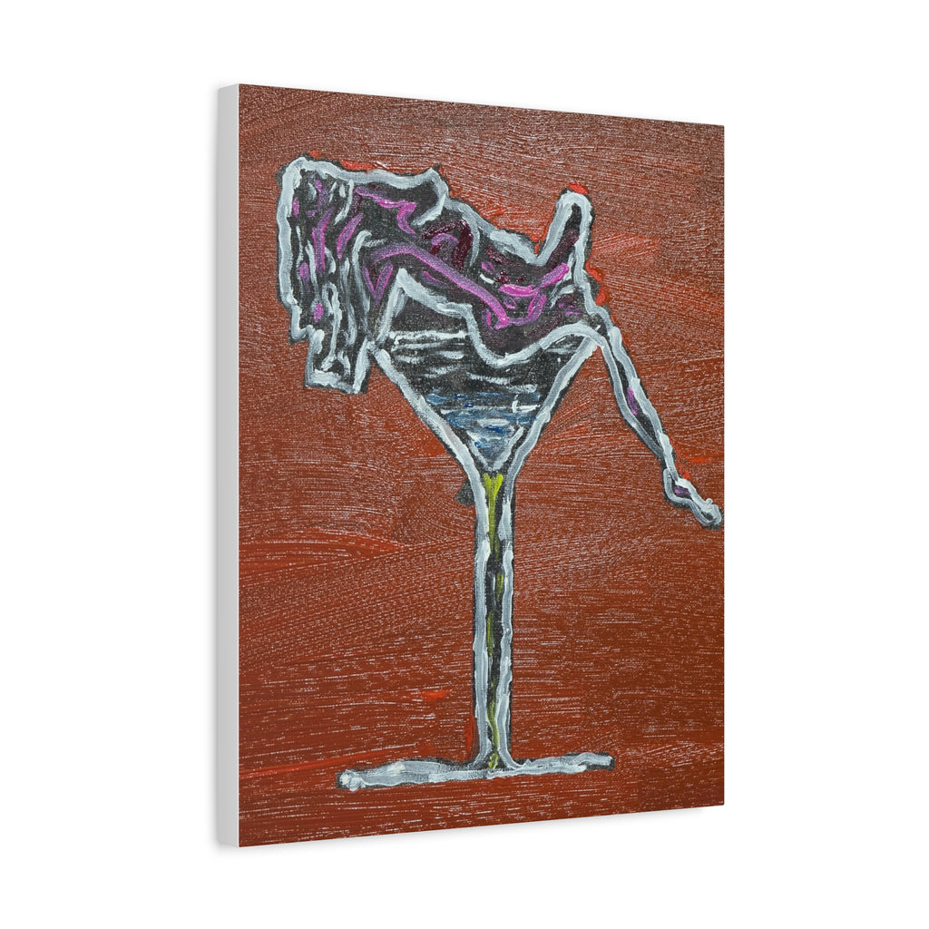 ProtoMartiniGirl - Martini Glass Canvas Print — Retro Abstract Cocktail Wall Art