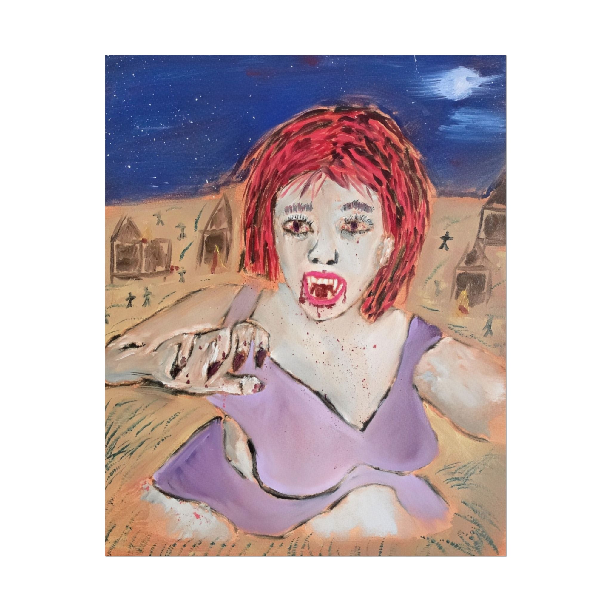 VRun-- Fine art print — Red-Haired Vampire Woman