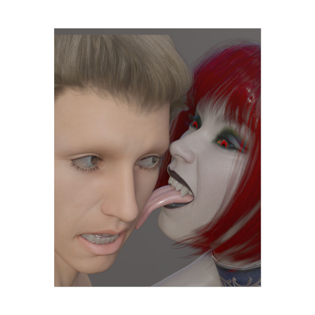 Rolled Poster — Gothic Cyberpunk Vampire Kiss Art Print -- Tasty Treat Digital Version