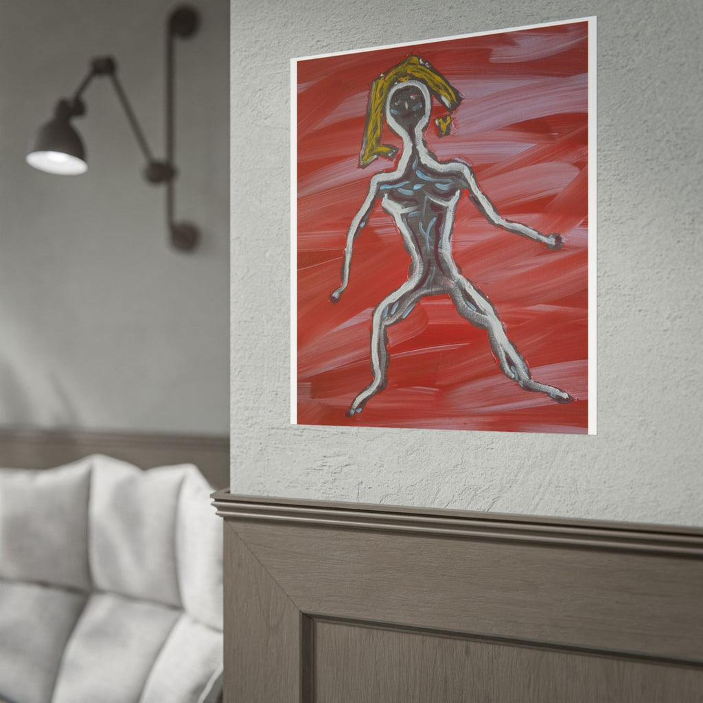 Abstract Figure Art Poster — Red Modern Figurative Rolled Poster-- Luci