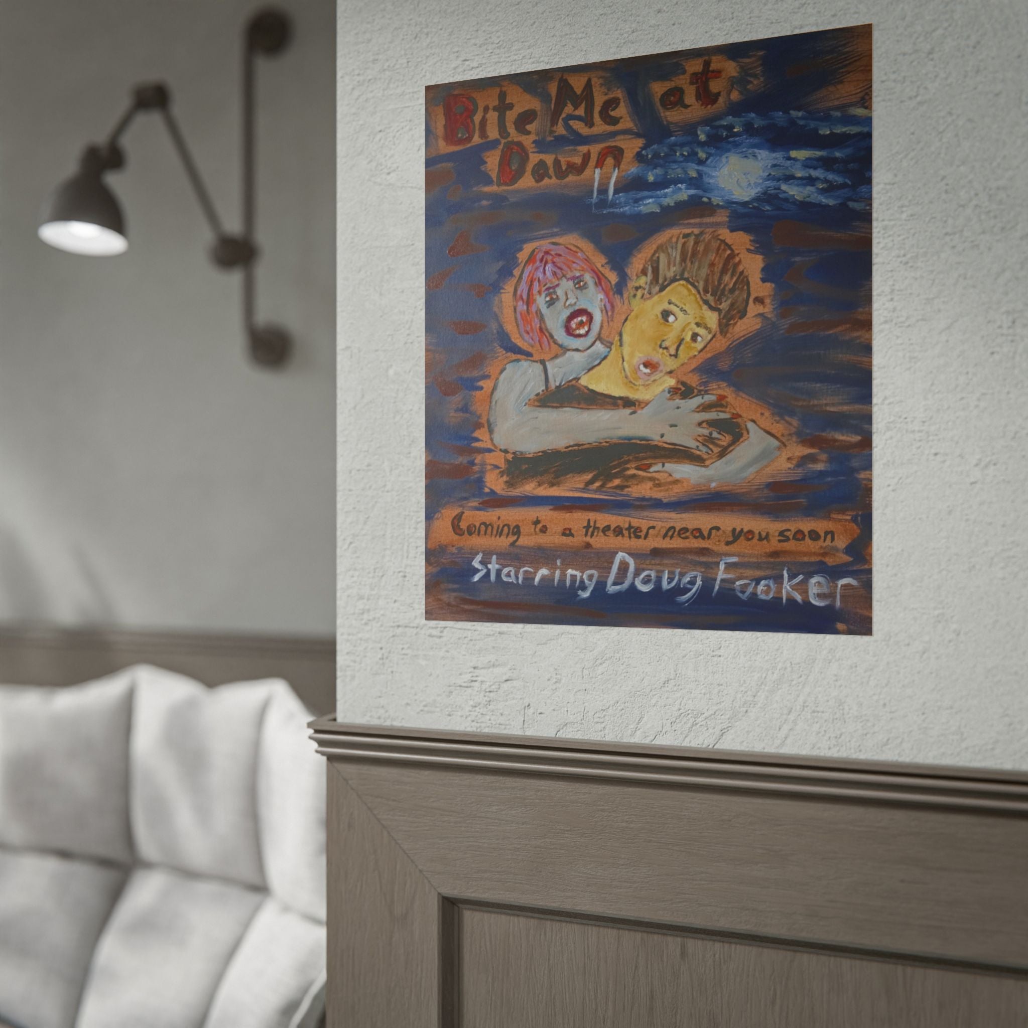 Rolled Poster — 'Bite Me at Dawn' Vampire Movie Art Print