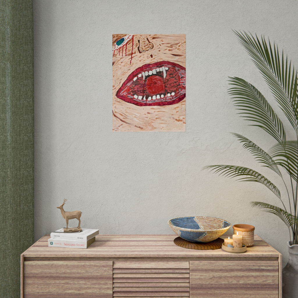 Horror Art Poster — Bloody Mouth Vampire Wall Print