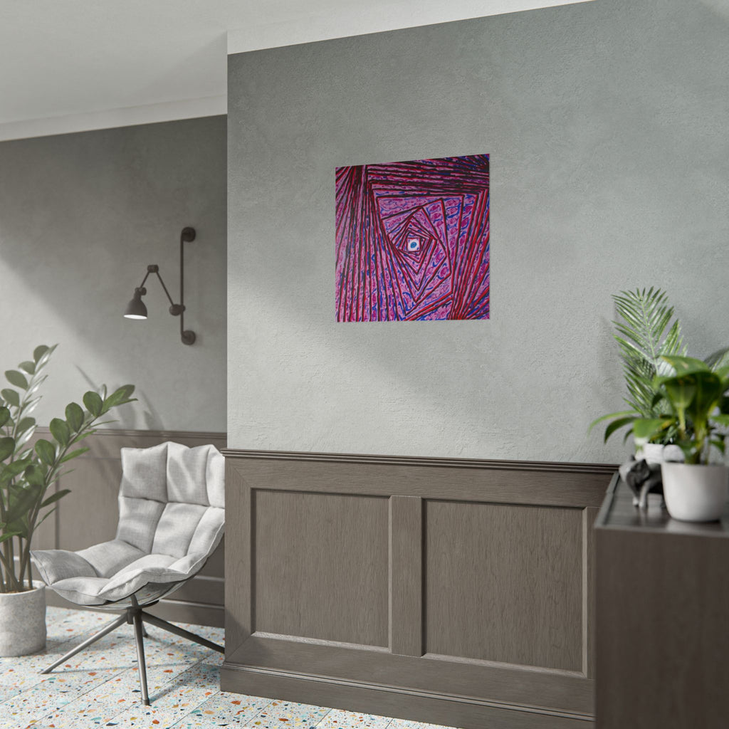 Abstract Spiral Art Poster — Pink Geometric Psychedelic Wall Print